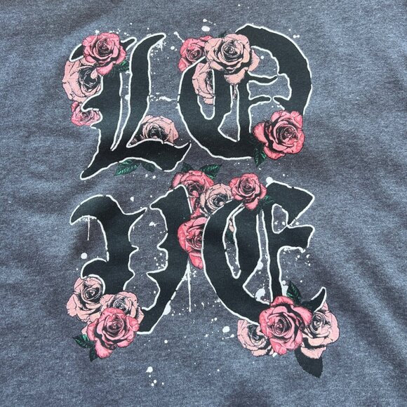 Torrid Love Graphic Long Sleeve Sweatshirt Gray Top Cotton Blend Womens Size 1 - Picture 3 of 9